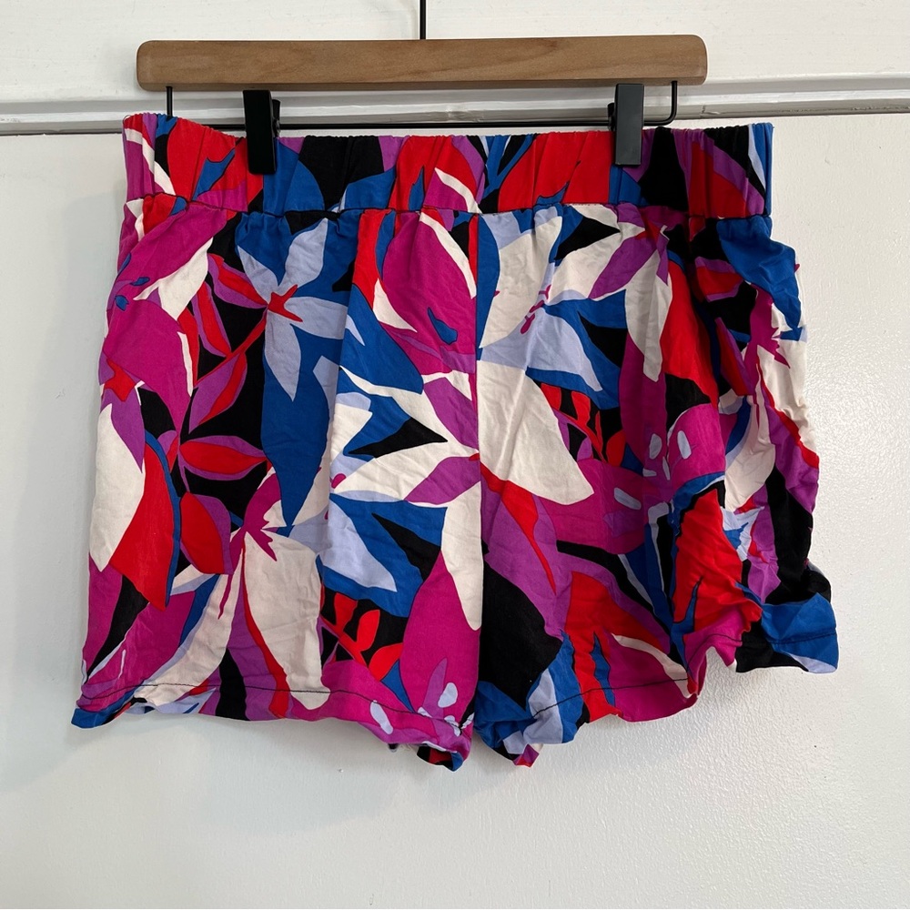 Nine West Vibrant High Waist Women's Shorts large floral pink blue - Picture 4 of 6